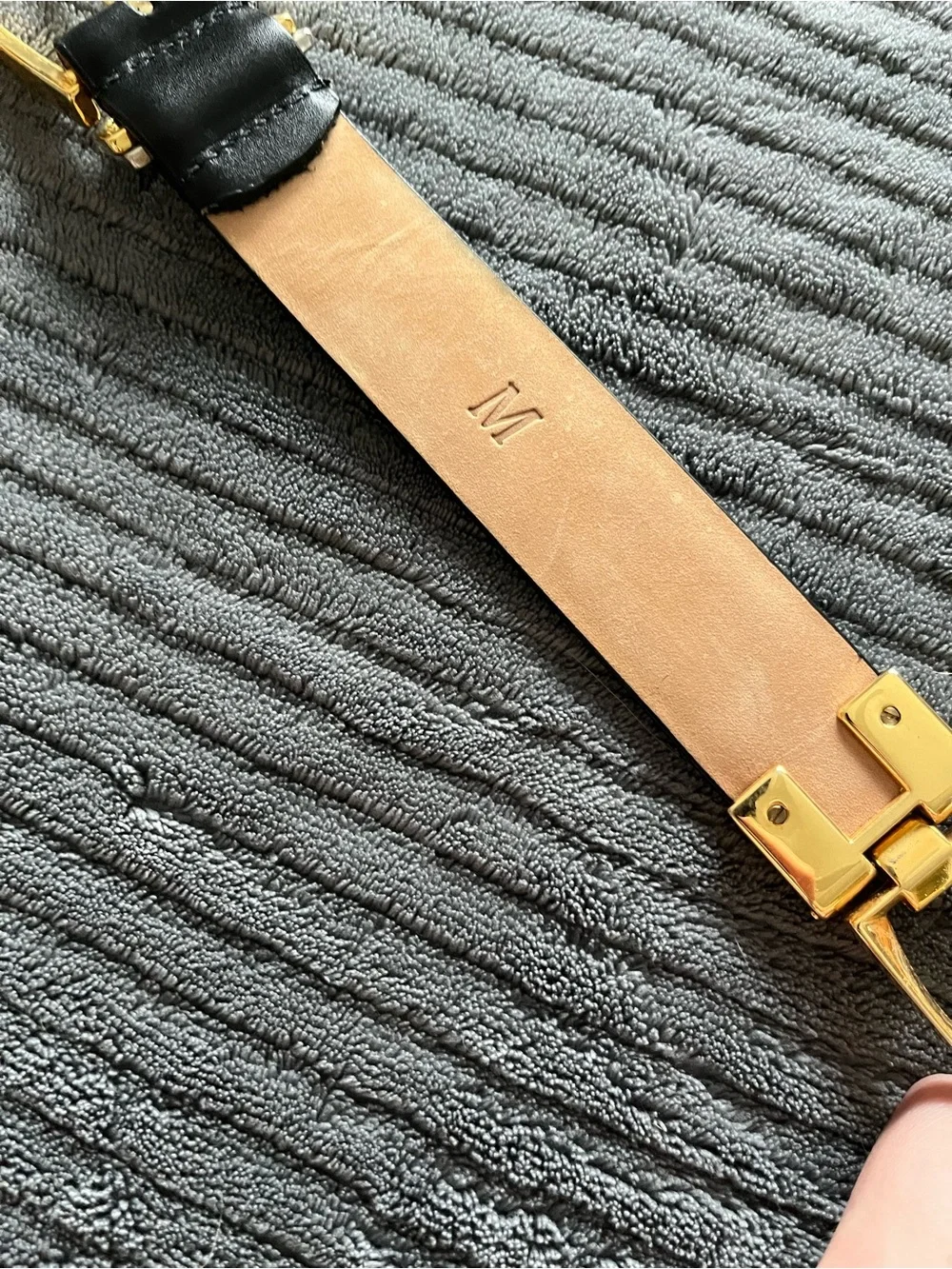 Classic Black Leather Belt with Gold Buckle | Silver Accents
